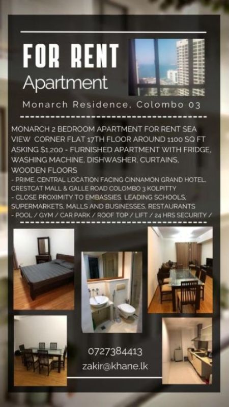 Living Room - 2 Bedroom Apartment for Rent in Colombo 3