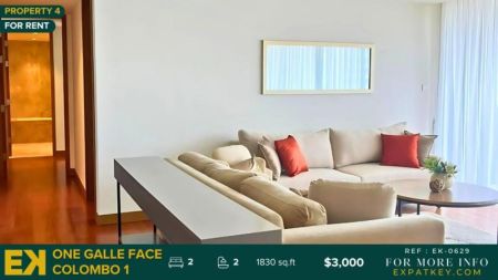 Living Room - Multiple Listings | 2 Bedrooms at One Galle Face For Rent | Starting from $2,400 | Types E & D | Colombo 1