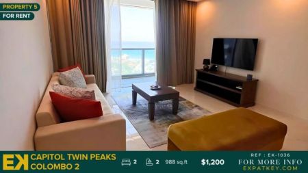 Living Room - Apartments at Capitol Twin Peak | 2 Bedrooms | For Rent | Starting from $1,100  | Colombo 2