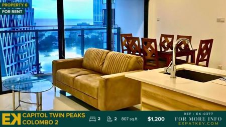 Living Room - Apartments at Capitol Twin Peak | 2 Bedrooms | For Rent | Starting from $1,100  | Colombo 2