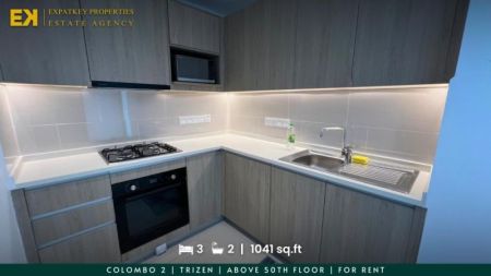 Kitchen - Trizen | 3 Bedrooms | Brand New Apartment | Fully Furnished | Above 50th Floor | Colombo 2 | EK-1177