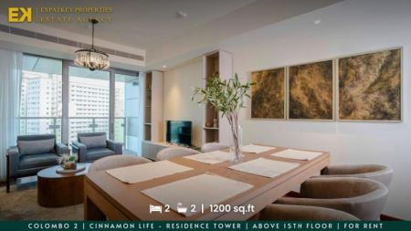 Living Room - Stunning 2 Bedroom Apartment | Cinnamon Life - Residence Tower | Fully Furnished | 1200 sq.ft | Colombo 2 | EK-1125