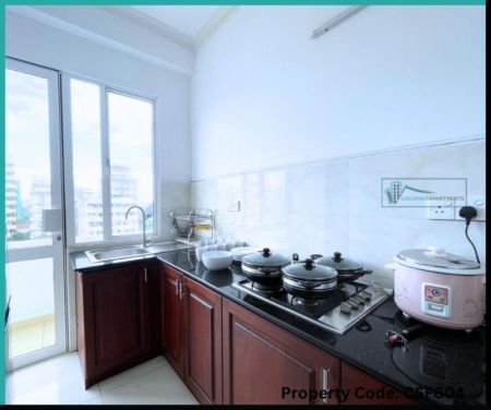 Kitchen - Fully Furnished 2 BHK Apartment Short-Term Rental in Col.06